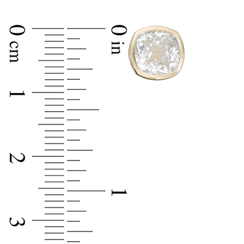 8mm Cushion-Cut Cubic Zirconia Bezel-Set Stud Earrings in 10K Gold
