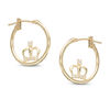 16mm Cubic Zirconia Crown Hoop Earrings in 10K Gold