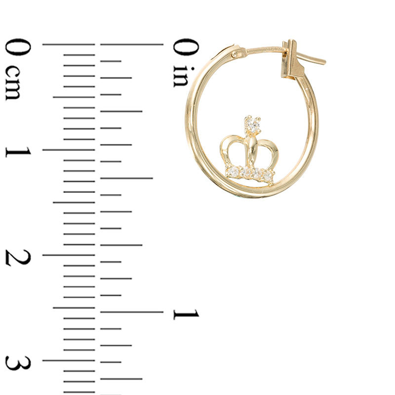 16mm Cubic Zirconia Crown Hoop Earrings in 10K Gold