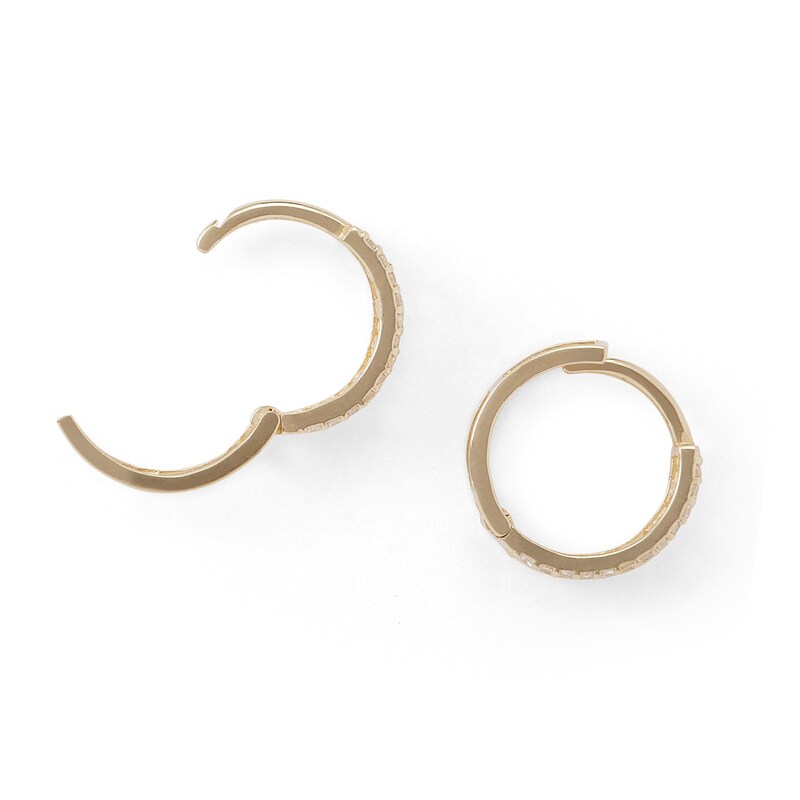 Main Image 2 of Cubic Zirconia Zig-Zag Huggie Hoop Earrings in 10K Gold