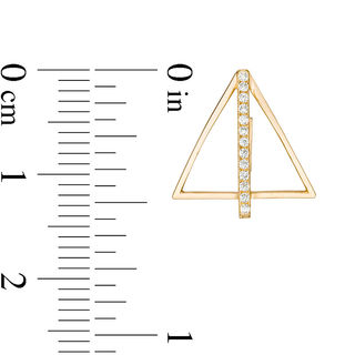 Cubic Zirconia Triangle Huggie Hoop Earrings in 10K Gold