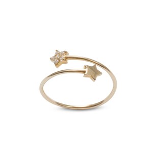 10K CZ Double Star Bypass Ring