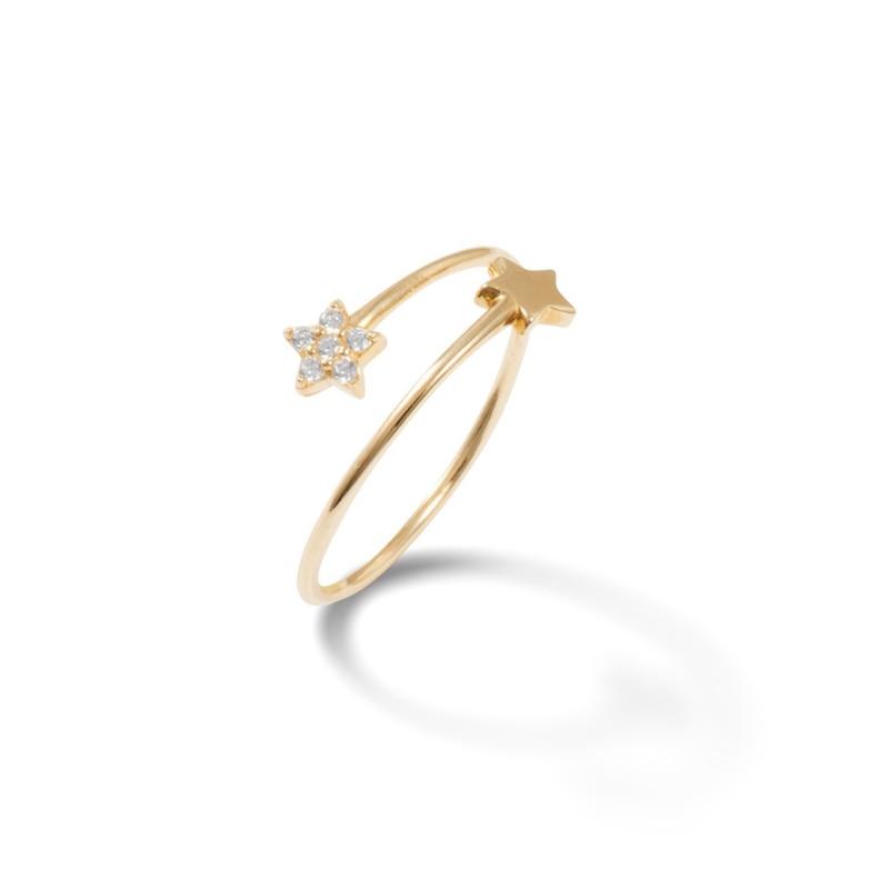 Cubic Zirconia Double Star Bypass Ring in 10K Gold | Banter