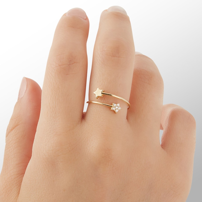 Main Image 3 of 10K CZ Double Star Bypass Ring