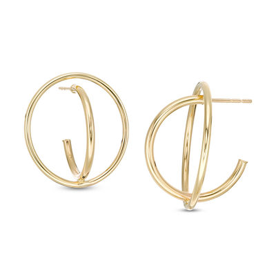 Orbit Huggie Hoop Earrings in 10K Gold
