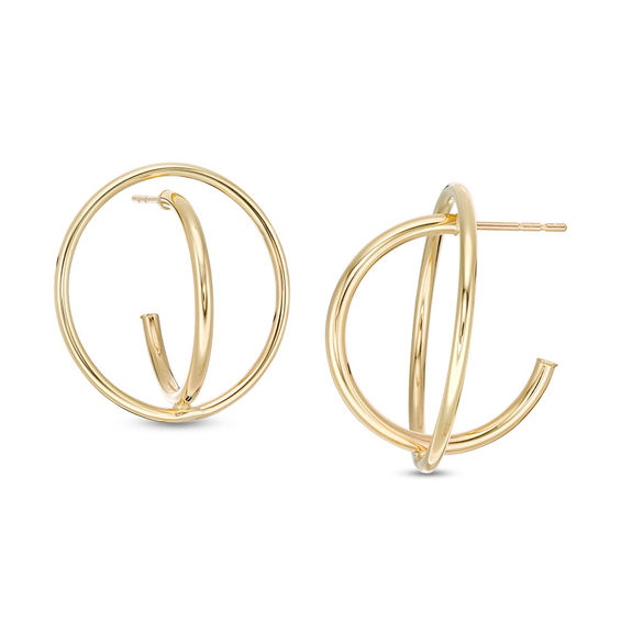 Orbit Huggie Hoop Earrings in 10K Gold