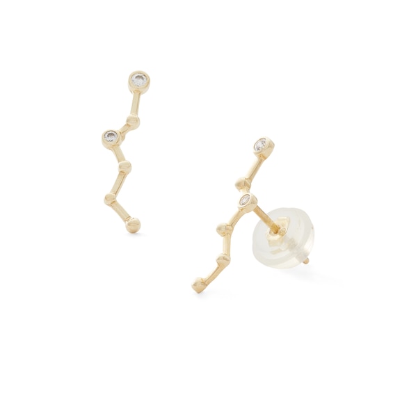 Bezel-Set Cubic Zirconia and Beaded Constellation Crawler Earrings in 10K Gold