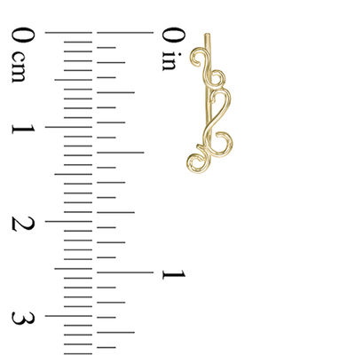 Filigree Curved Crawler Earrings in 10K Gold