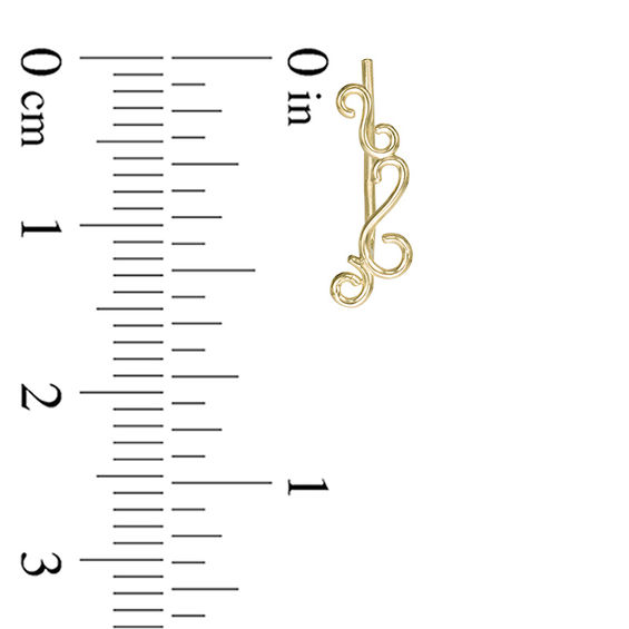 Filigree Curved Crawler Earrings in 10K Gold