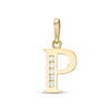 Cubic Zirconia "P" Initial Charm Pendant in 10K Solid Gold