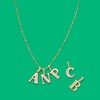 Cubic Zirconia "P" Initial Charm Pendant in 10K Solid Gold