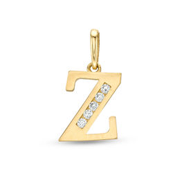 Cubic Zirconia &quot;Z&quot; Initial Charm Pendant in 10K Solid Gold