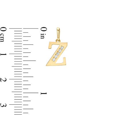 Cubic Zirconia "Z" Initial Charm Pendant in 10K Solid Gold