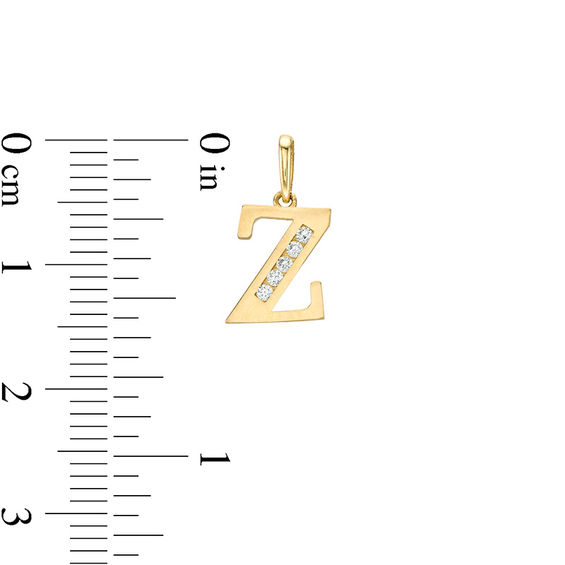 Cubic Zirconia "Z" Initial Charm Pendant in 10K Solid Gold