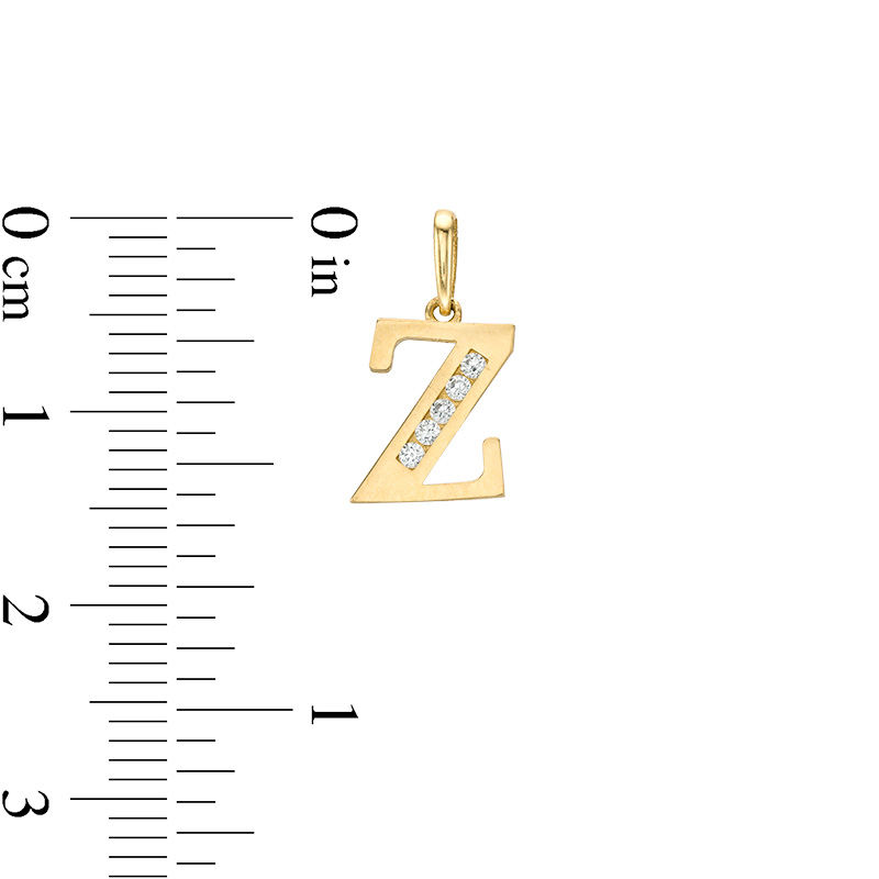 Cubic Zirconia "Z" Initial Charm Pendant in 10K Solid Gold