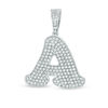 Cubic Zirconia Pavé "A" Initial Necklace Charm in Sterling Silver