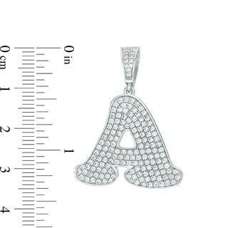 Cubic Zirconia Pavé "A" Initial Necklace Charm in Sterling Silver