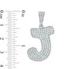 Cubic Zirconia Pavé "J" Initial Necklace Charm in Sterling Silver