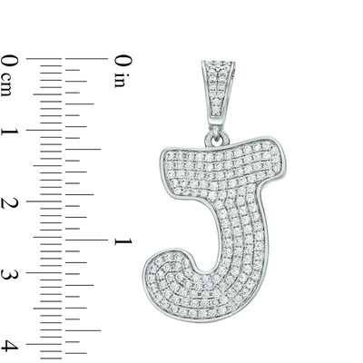 Cubic Zirconia Pavé "J" Initial Necklace Charm in Sterling Silver
