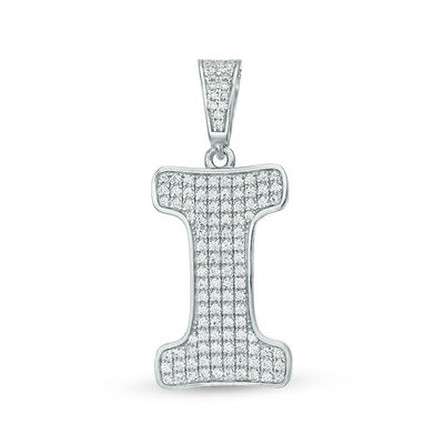 Cubic Zirconia "I" Initial Charm Pendant in Sterling Silver