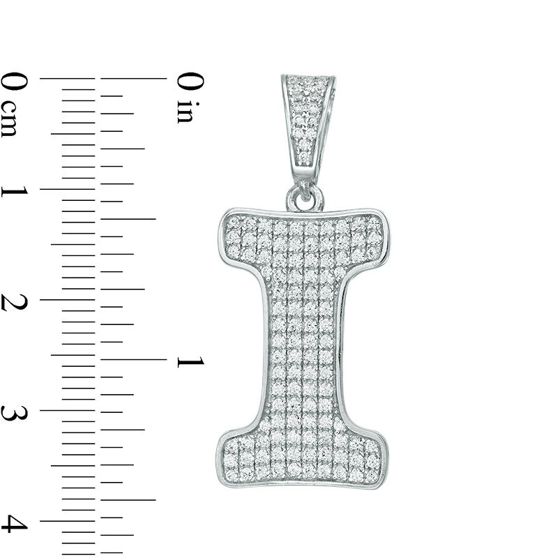 Main Image 2 of Cubic Zirconia "I" Initial Charm Pendant in Sterling Silver