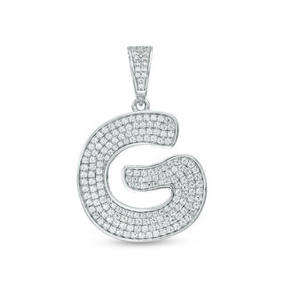 Cubic Zirconia "G" Initial Charm Pendant in Sterling Silver
