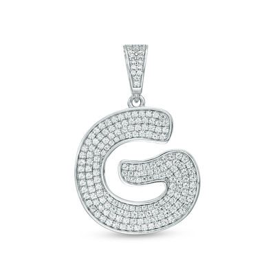 Cubic Zirconia "G" Initial Charm Pendant in Sterling Silver