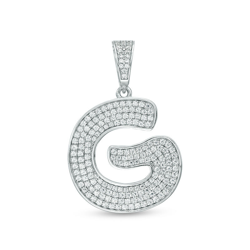 Main Image 1 of Cubic Zirconia "G" Initial Charm Pendant in Sterling Silver