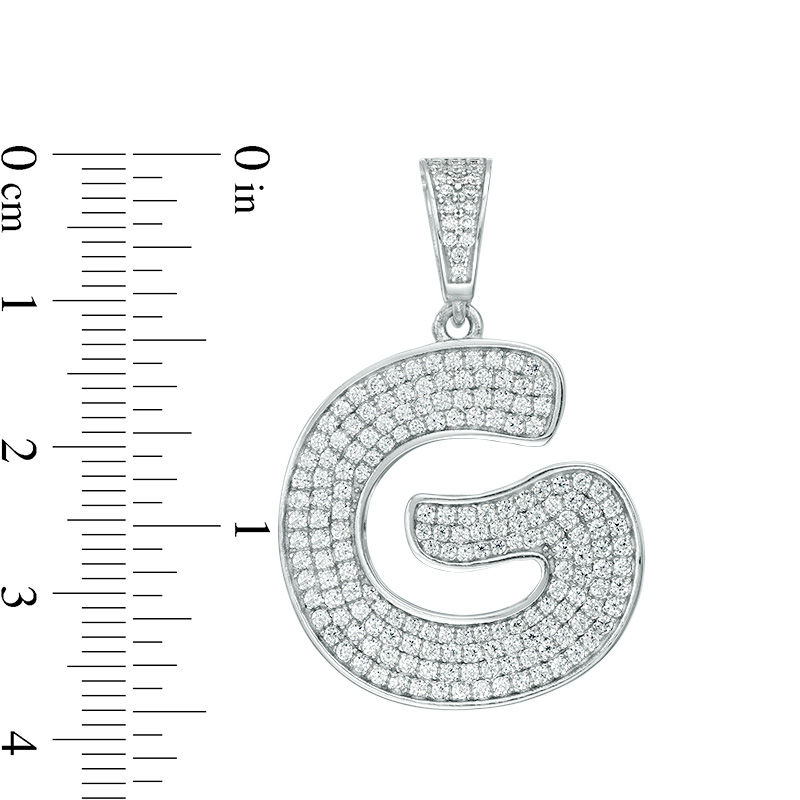 Cubic Zirconia "G" Initial Charm Pendant in Sterling Silver