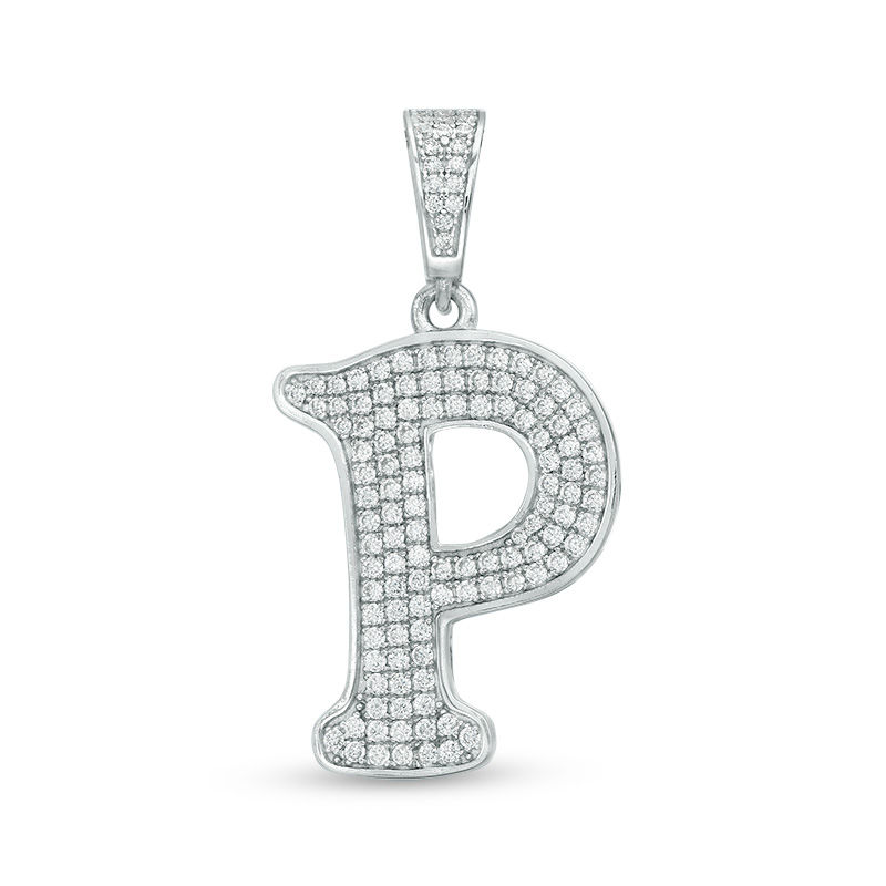 Main Image 1 of Cubic Zirconia "P" Initial Charm Pendant in Sterling Silver