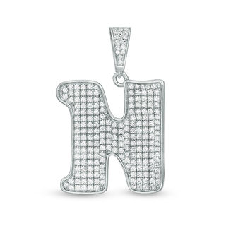 Cubic Zirconia "N" Initial Charm Pendant in Sterling Silver