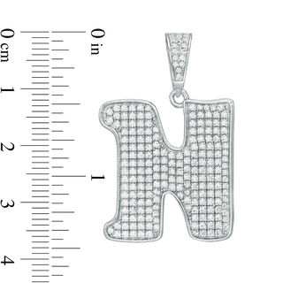 Cubic Zirconia "N" Initial Charm Pendant in Sterling Silver