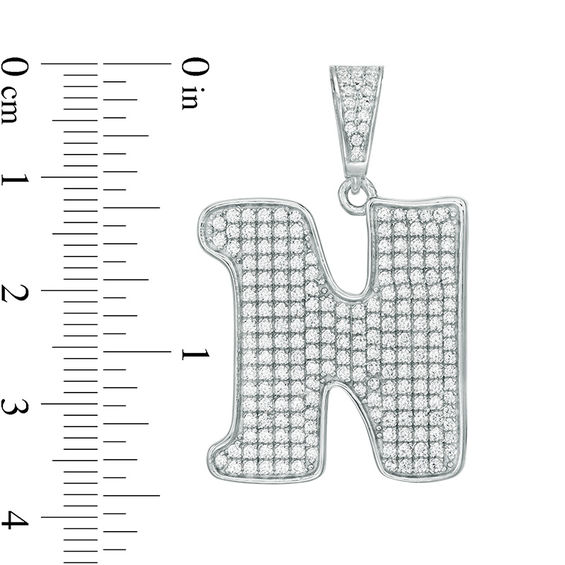 Cubic Zirconia "N" Initial Charm Pendant in Sterling Silver