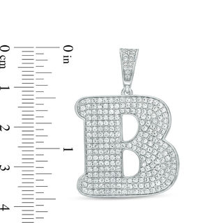 Cubic Zirconia Pavé "B" Initial Necklace Charm in Sterling Silver
