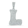 Cubic Zirconia Pavé "L" Initial Necklace Charm in Sterling Silver