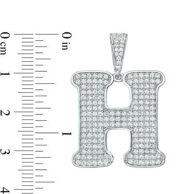 Cubic Zirconia "H" Initial Charm Pendant in Sterling Silver