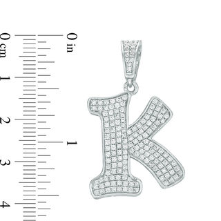 Cubic Zirconia Pavé "K" Initial Necklace Charm in Sterling Silver