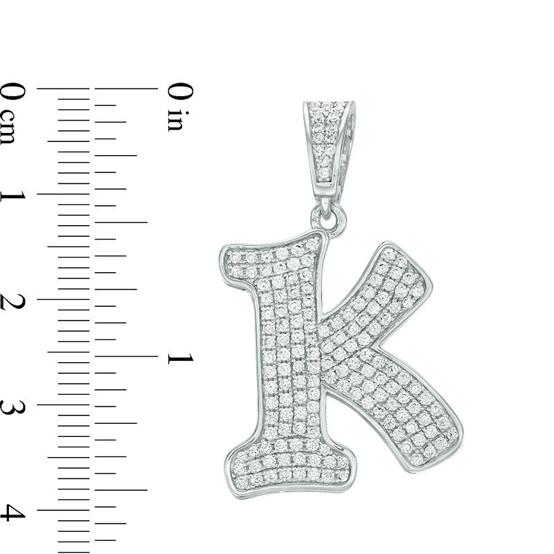Cubic Zirconia Pavé "K" Initial Necklace Charm in Sterling Silver