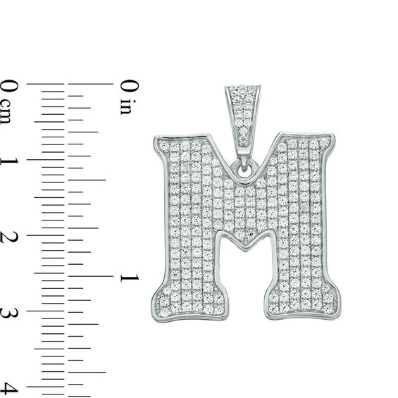 Cubic Zirconia Pavé "M" Initial Necklace Charm in Sterling Silver