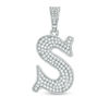 Cubic Zirconia Pavé "S" Initial Necklace Charm in Sterling Silver