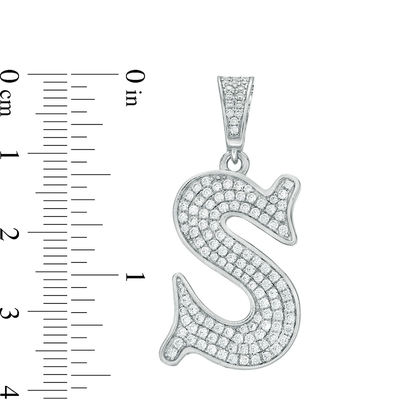 Cubic Zirconia Pavé "S" Initial Necklace Charm in Sterling Silver