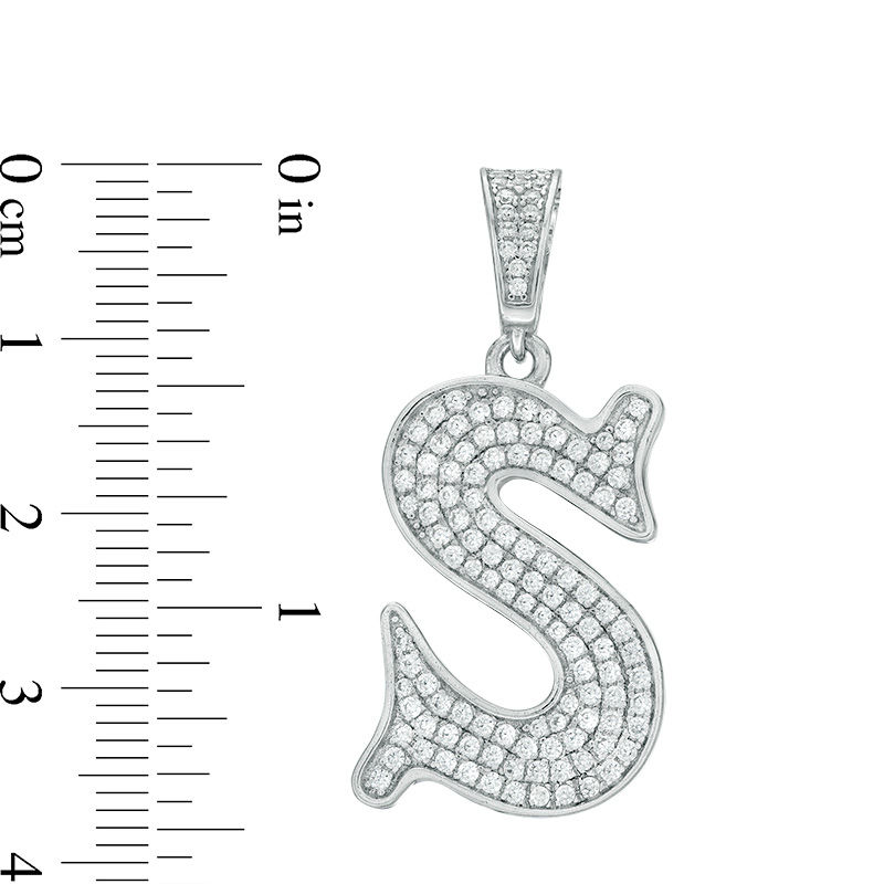 Cubic Zirconia Pavé "S" Initial Necklace Charm in Sterling Silver