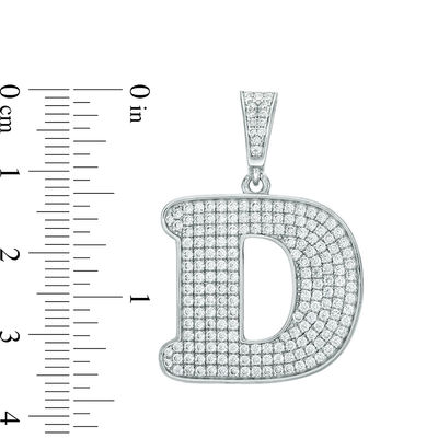 Cubic Zirconia Pavé "D" Initial Necklace Charm in Sterling Silver