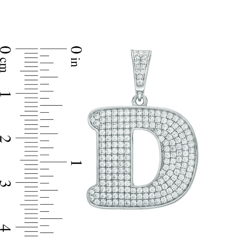 Cubic Zirconia Pavé "D" Initial Necklace Charm in Sterling Silver