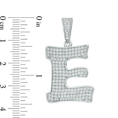 Cubic Zirconia "E" Initial Charm Pendant in Sterling Silver