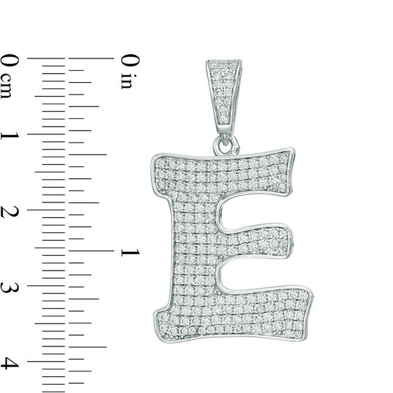 Cubic Zirconia "E" Initial Charm Pendant in Sterling Silver