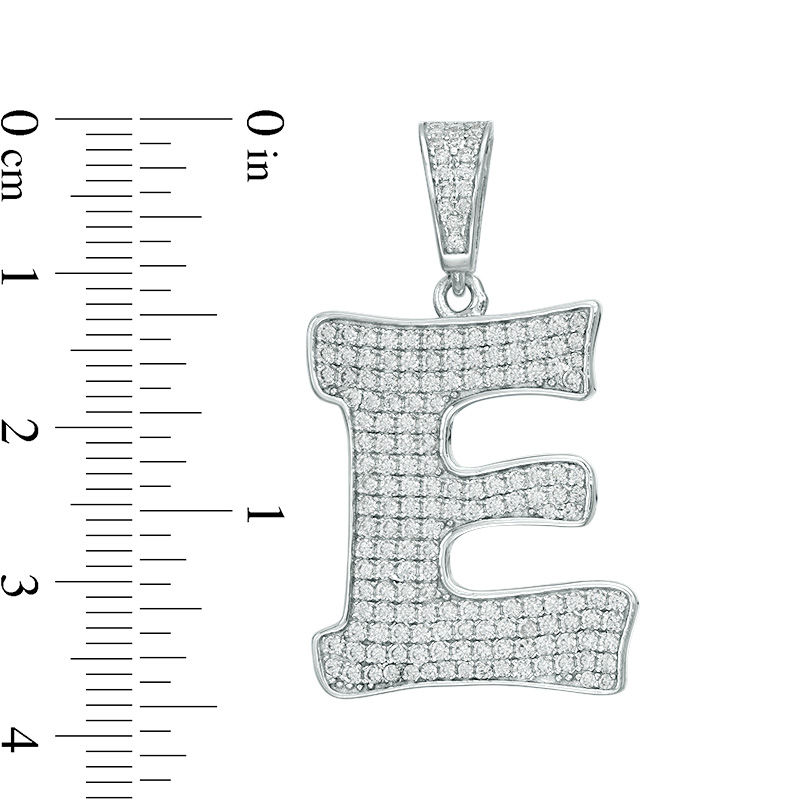 Cubic Zirconia "E" Initial Charm Pendant in Sterling Silver
