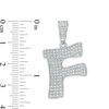 Cubic Zirconia "F" Initial Charm Pendant in Sterling Silver