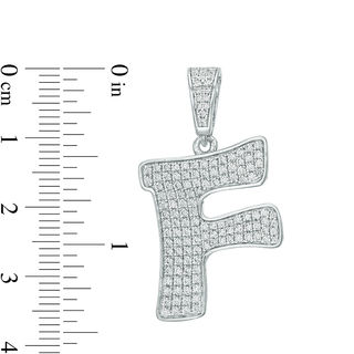 Cubic Zirconia "F" Initial Charm Pendant in Sterling Silver