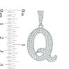 Cubic Zirconia "Q" Initial Charm Pendant in Sterling Silver